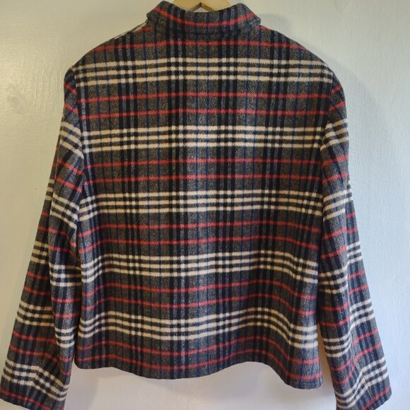 Vintage Evan Picone Plaid Jacket Wool Blazer Logo Snaps Boho Classic Women 14/16 - Picture 3 of 9